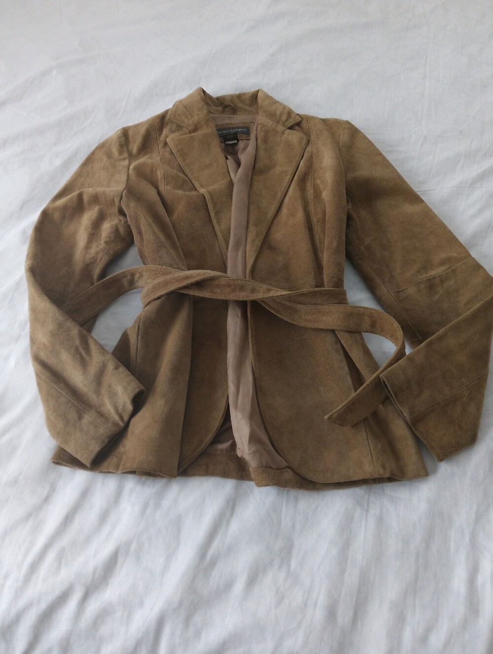Banana Republic Tan Suede Belted Leather Jacket